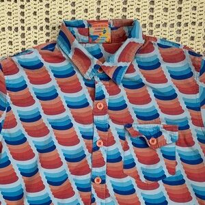 Mokuyobi Button Up Splashdown Summer Wave Patterned Shirt